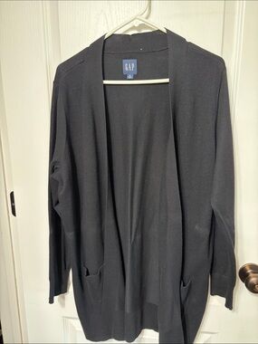 GAP Black Open-Front Long Cardigan